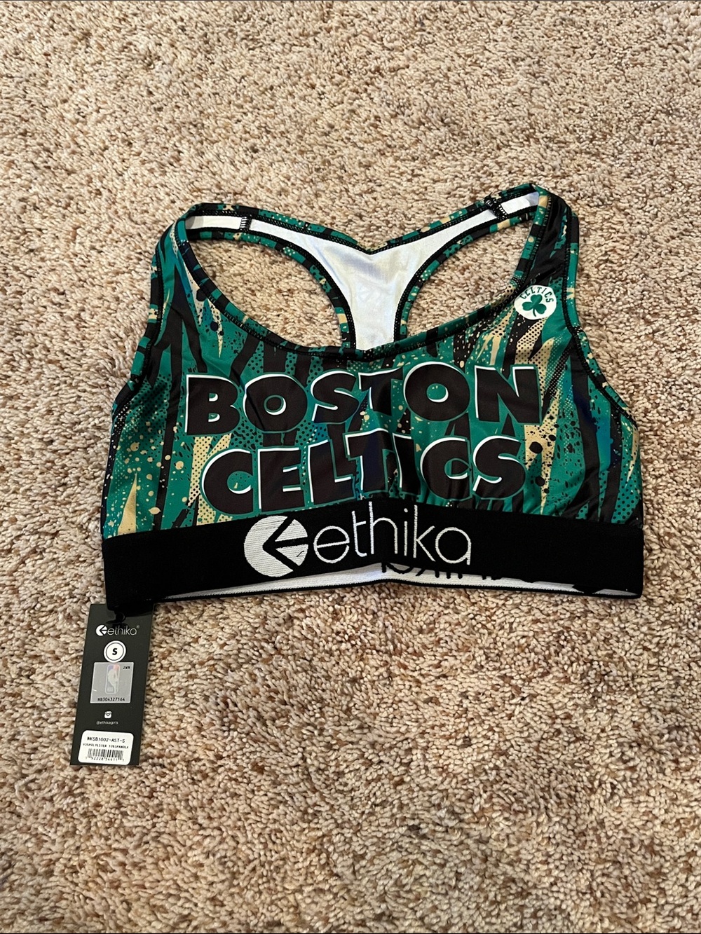 ethika Green and Black Boston Celtics Women's Sports Bra